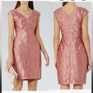 Reiss Rose Gold Textured V-Neck Dress size 6